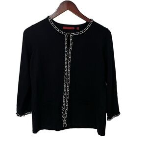 Red Chic Black Top with Chain Accents